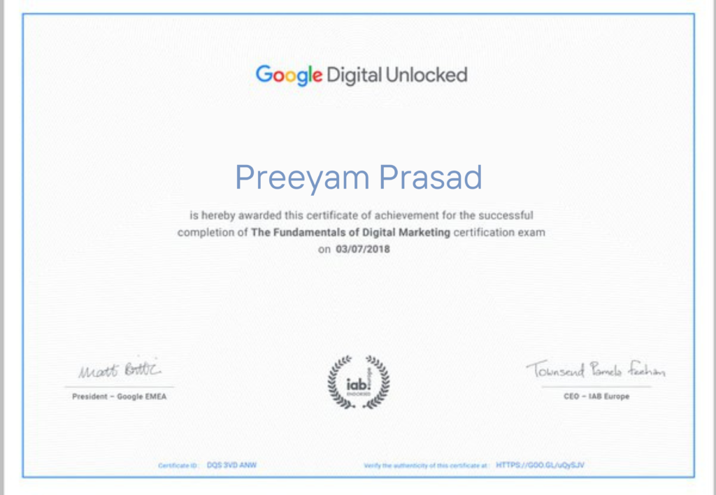 DigitalPreeyam-Certificate