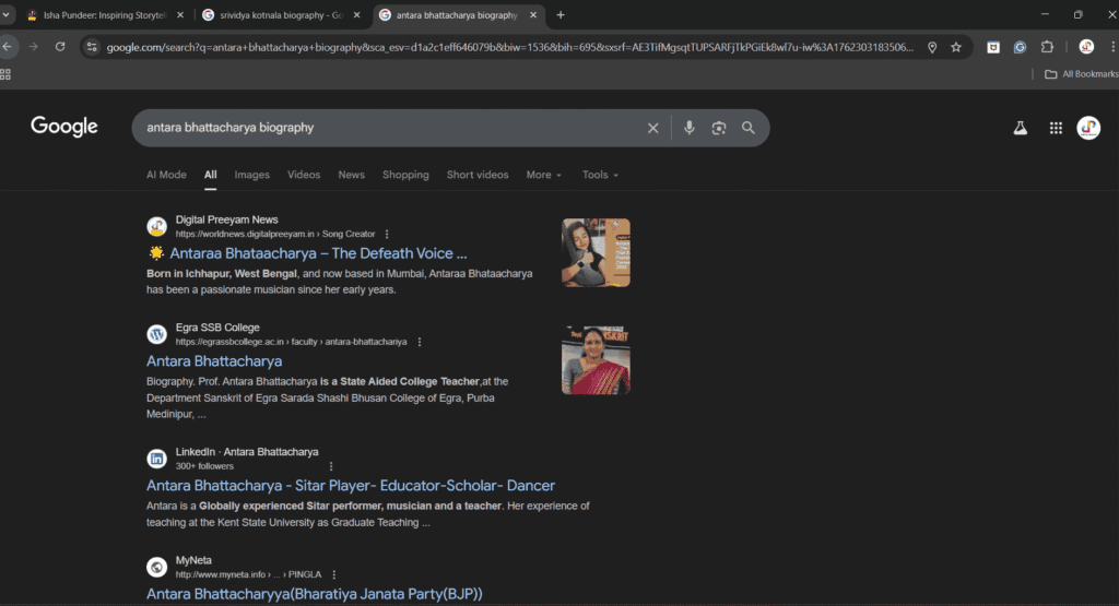 Antaraa-Bhataacharya-Article-Achievement-Screenshot-Rank-1-Google-Digital-Preeyam-News